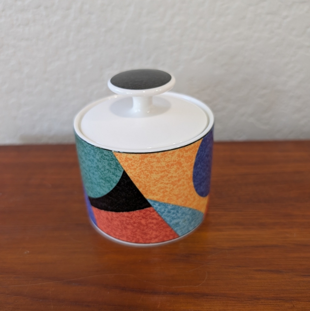 Victoria Beale Casual Accents 9019 Sugar Bowl Geometric Design Porcelain Retro